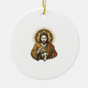 Décoration En Céramique Jésus a laissé tomber son écouteur sans fil sous l