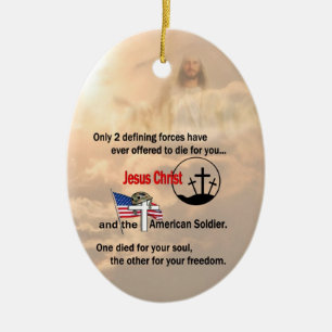 Décoration En Céramique Jésus-Christ et l'ornement américain de soldat