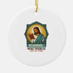 Décoration En Céramique Jésus Code QR flou ne scannera pas Menu Humour Tec