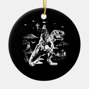 Décoration En Céramique Jesus équitation Dinosaur OVNI 90s Graphique