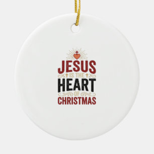 Décoration En Céramique Jésus est le cœur du T-shirt vintage de Noël