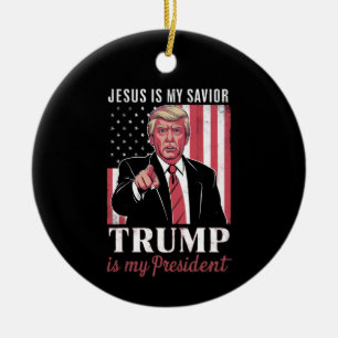 Décoration En Céramique Jésus Est Mon Sauveur Trump Est Mon Élection À La 