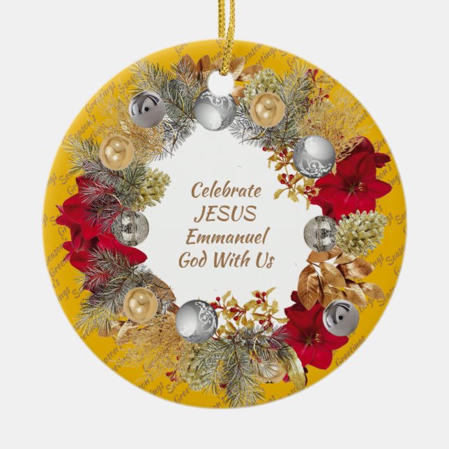 Décoration En Céramique JÉSUS JAUNE FÊTE JAUNE Personnalisée (Devant)