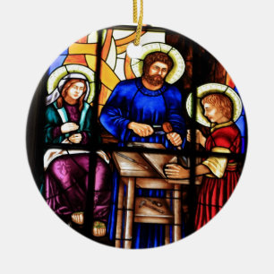 Décoration En Céramique Jésus le menuisier vitrail