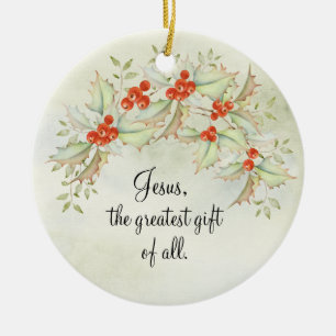 Décoration En Céramique JÉSUS Le plus grand cadeau de tous Jean 3:16 Noël