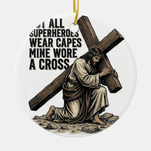 Décoration En Céramique Jésus portant la Croix Christianisme vintage