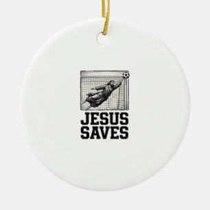 Décoration En Céramique Jesus Sauve Gardien de Football T-Shirt Gravure Vi