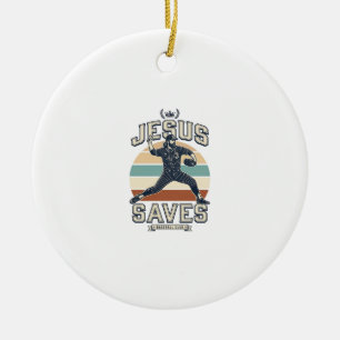 Décoration En Céramique Jesus Sauve Le Baseball Vintage Chrétien Vector De