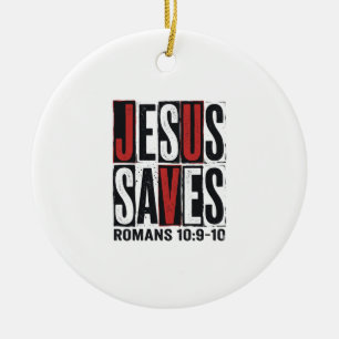Décoration En Céramique Jésus Sauve Romains 10_9 Chemise Vintage Chrétienn