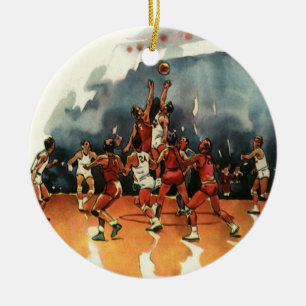 Décoration En Céramique Jeu de basket-ball sportif vintage, joueurs de bas