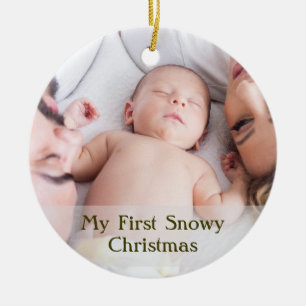 Décoration En Céramique Jeu d'or mignon Mon premier bébé de Noël neigeux