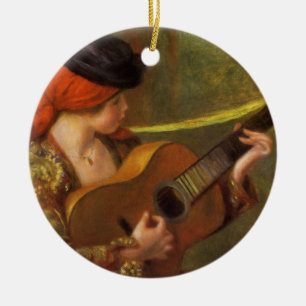 Décoration En Céramique Jeune Espagnole avec guitare par Pierre Renoir