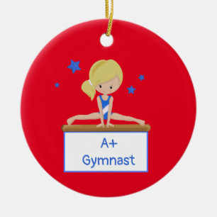 Décoration En Céramique Jeune Gymnaste Blonde Texte Personnalisé