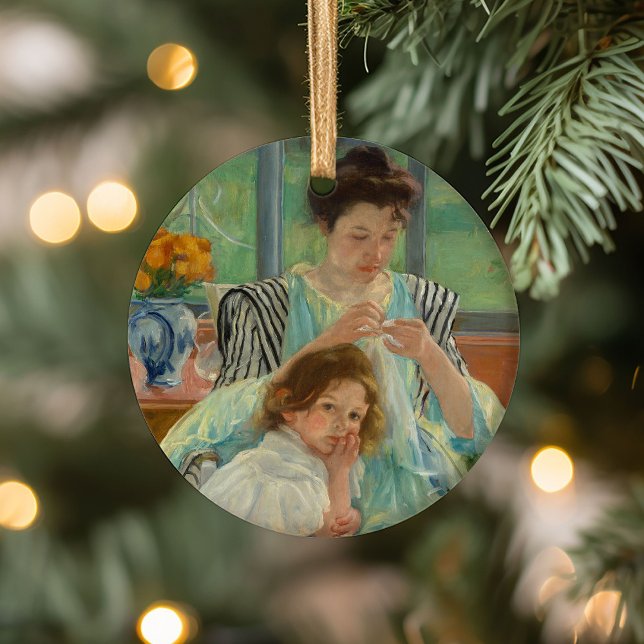 Décoration En Céramique Jeune mère coudre | Mary Cassatt (Créateur téléchargé)