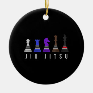 Décoration En Céramique jiu jitsu training chess, gift bjj with text.