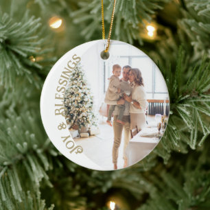 Décoration En Céramique Joie Et Bénédictions Photo Noël Personnalisé