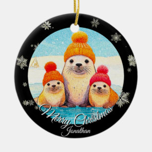 Décoration En Céramique Joints mignons avec casquette tricoté illustration