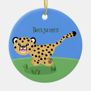 Décoration En Céramique Joli bébé guépard en cours de dessin animé illustr