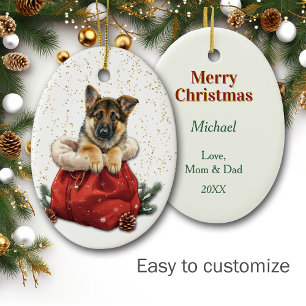 Décoration En Céramique Joli Berger Allemand Puppy Cadeau de Noël