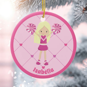 Décoration En Céramique Joli Blonde Pom-pom girl rose Personnalisé Noël