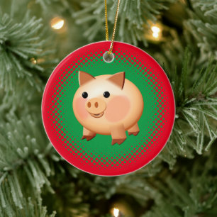 Décoration En Céramique Joli dessin bébé cochon Noël