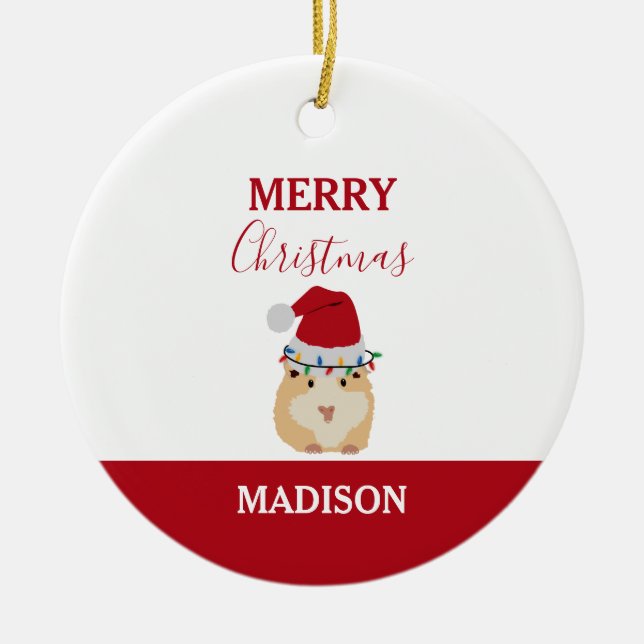 Décoration En Céramique Joli Hamster de Noël Funny Animal Santa Hat (Devant)