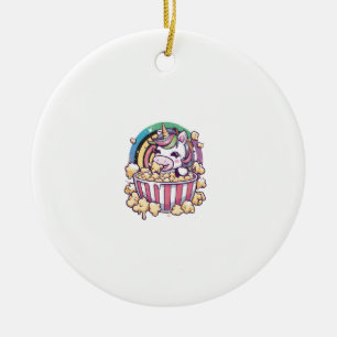 Décoration En Céramique Joli licorne kawaii avec du pop-corn T-Shirt à man