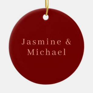 Décoration En Céramique Joli Minimaliste Rouge Foncé & Nom Propre Peach