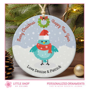 Décoration En Céramique Joli oiseau dans l'ornement en céramique de Noël e