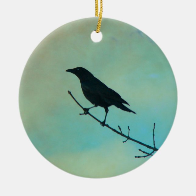 Décoration En Céramique Joli oiseau noir (Devant)