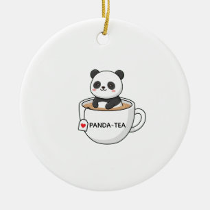 Décoration En Céramique Joli Panda Assis Dans Une Tasse De Thé