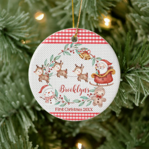 Décoration En Céramique Joli Père Noël Renne 1er Noël Photo