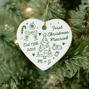 Décoration En Céramique Joli premier Noël de mariage, première photo