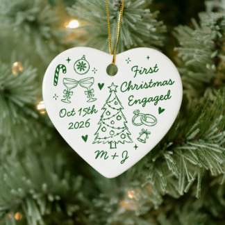 Décoration En Céramique Joli premier Noël fiancés première photo