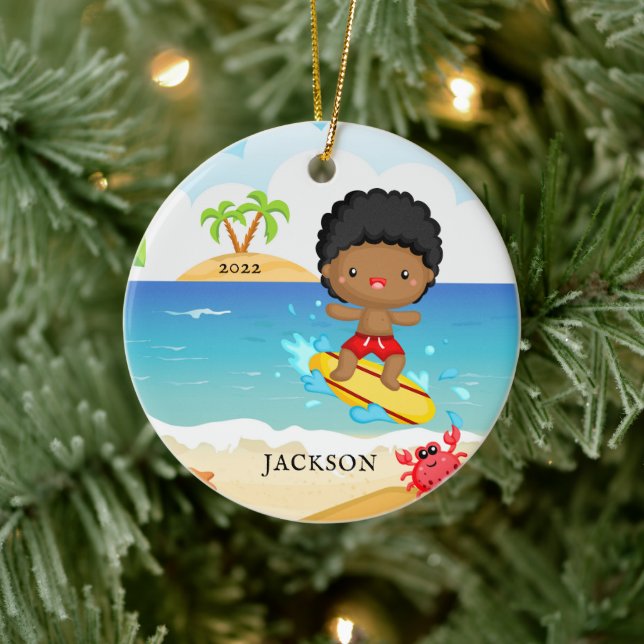 Décoration En Céramique Joli Surfer Boy Noël personnalisé (Arbre)