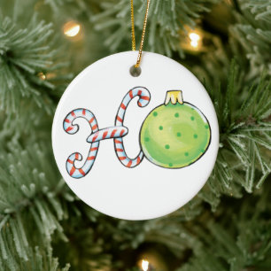 Décoration En Céramique Joli texte de Noël, Ho dans les cannes de bonbon O