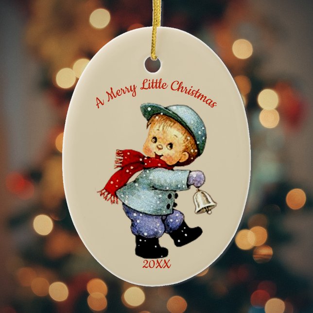 Décoration En Céramique Joli Tot Boy Noël avec Ornament Bell (Créateur téléchargé)