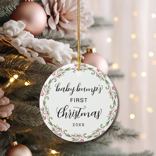 Décoration En Céramique Joli ventre rond de bébé, son premier Noël Baie Ro