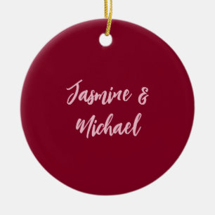 Décoration En Céramique Jolie calligraphie minimaliste rouge burgundy de s