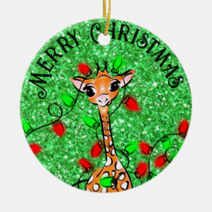 Décoration En Céramique Jolie fête de Noël Girafe lumières scintillantes