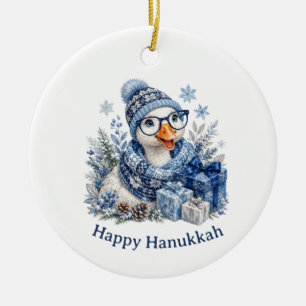 Décoration En Céramique Jolie fête d'hiver Noël Hanukkah Oie