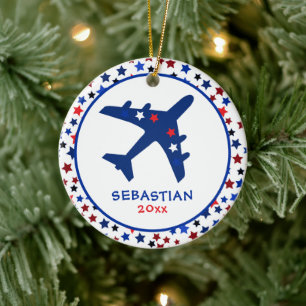 Décoration En Céramique Jolie Monogramme d'avion étoiles Noël