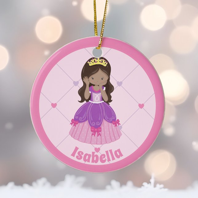 Décoration En Céramique Jolie princesse hispanique rose Personnalisée Noël (Créateur téléchargé)