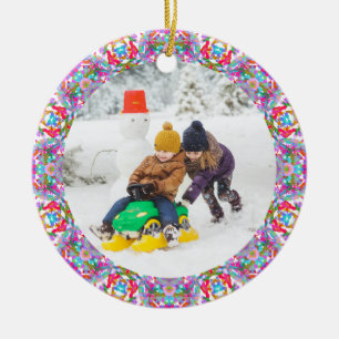 Décoration En Céramique Jolly Festive Custom Photo de Noël Cadre photo