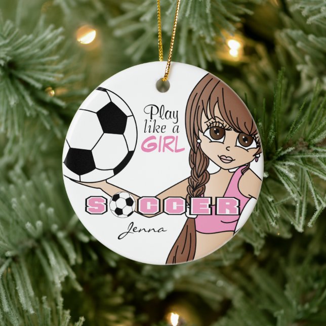 Décoration En Céramique Jouer Comme Une Fille | Football | Rose (Arbre)