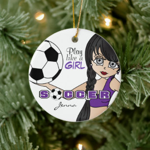 Décoration En Céramique Jouer Comme Une Fille Football Violet