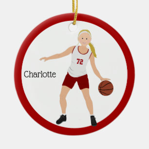 Décoration En Céramique Joueur de basket blond de fille en rouge et blanc
