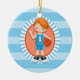 Décoration En Céramique Joueur de basket d'une chevelure rouge de garçon