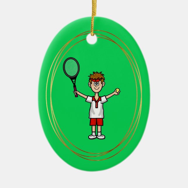 Décoration En Céramique Joueur de tennis masculin Brown léger (Devant)