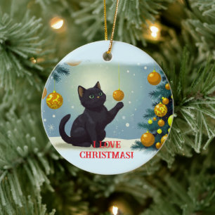 Décoration En Céramique Joueur Noël Kitten